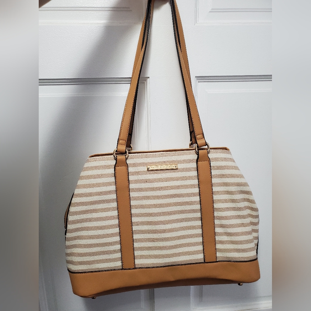 Poppy & Peonies Striped Tote Bag